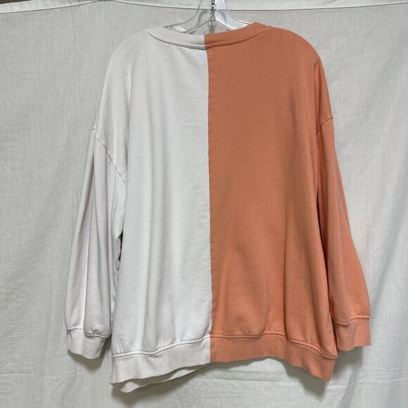 MTV Sweatshirt Medium Spliced Split Retro Crew Neck Pullover Music Floral Peach - Picture 2 of 8